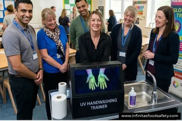 Classroom-based food safety training using a lightbox to teach correct handwashing technique