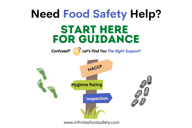Start Here for Guidance signpost—expert food safety help for UK businesses - HACCP, inspections, and hygiene ratings from Infinitas Food Safety Help Centre