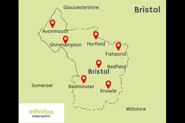 Map showing main areas where we work in Bristol