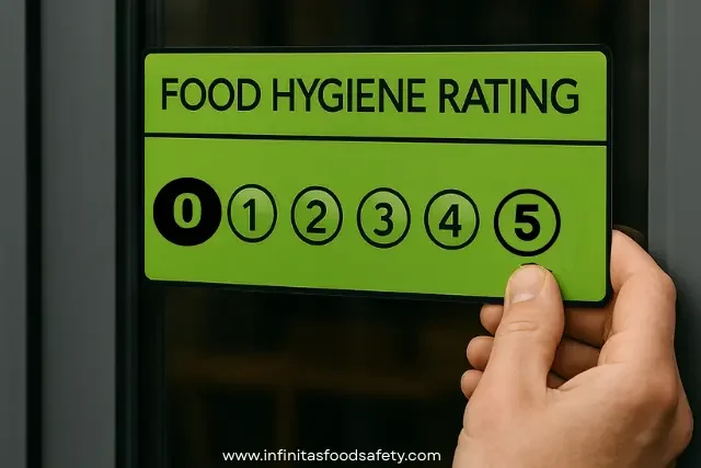 Food Business Owner Fixing a Zero Food Hygiene Rating To The Door
